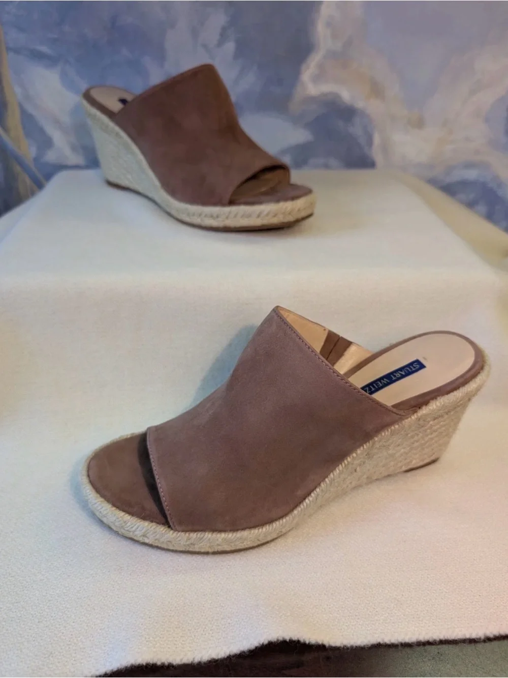 Stuart Weissman Suede Espadrille Wedge Slide - Brown